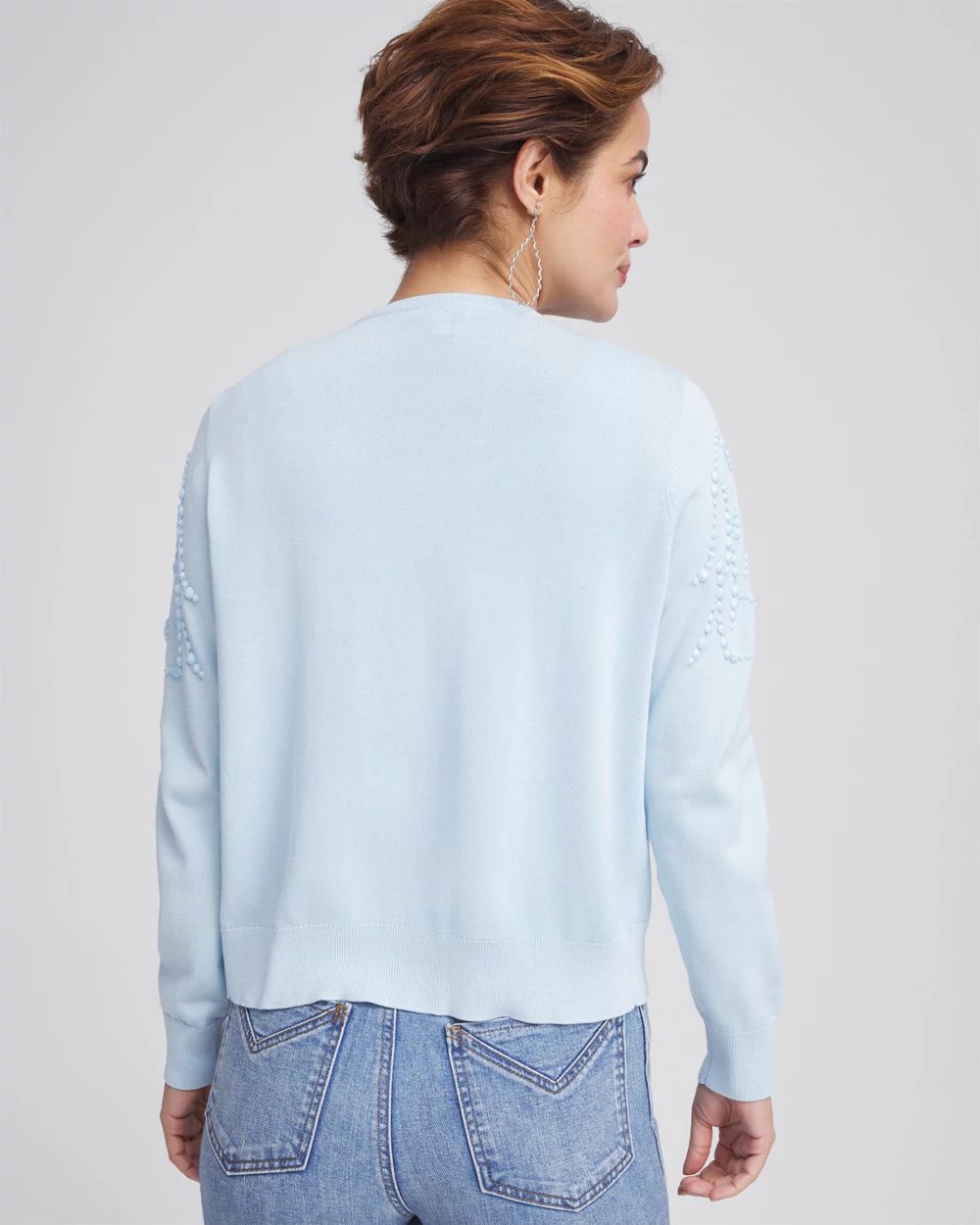 deck hand コットンインディゴニット made in UK Open-Front Beaded Cardigan | Chico's